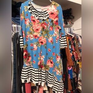 Floral and Striped Dress